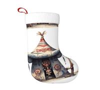 YYHHAOFA Chaussette de Noël traditionnelle imprimée de tentes et totems - Parfaite pour décorer les bureaux, les arbres, les cheminées et les tables
