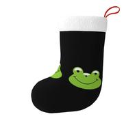 YYHHAOFA Chaussettes de Noël avec image de deux grenouilles vertes - Grande capacité - Décoration imprimée