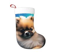 YYHHAOFA Chaussettes de Noël avec motif de chiots de Poméranie pour festival, fête d'intérieur, décoration de la maison