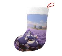 Yyhhaofa Chaussettes de Noël imprimées des deux côtés avec canetons dans un champ de lavande pour décoration d'intérieur de grande capacité
