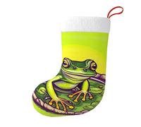 Yyhhaofa Chaussettes de Noël imprimées double face grenouille dans un étang pour décoration d'intérieur de fête de vacances de grande capacité
