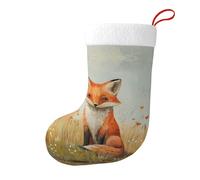 Yyhhaofa Chaussettes de Noël imprimées double face Little Fox in The Field pour décoration d'intérieur de fête de vacances de grande capacité