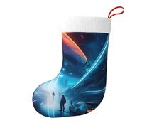 Yyhhaofa Chaussettes de Noël imprimées double face Science-Fiction Future pour décoration d'intérieur de fête de vacances de grande capacité