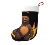 Yyhhaofa Chaussettes de Noël imprimées recto-verso avec motif ours brûlant pour décoration d'intérieur