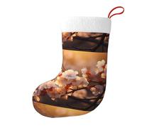 Yyhhaofa Chaussettes décoratives de Noël avec impression branches de cerisier pour remplir de petits cadeaux tels que des bonbons et des petits jouets