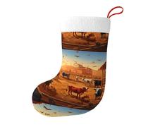 Yyhhaofa Chaussettes décoratives de Noël avec impression « Cattle On The Ranch » pour remplir de petits cadeaux tels que des bonbons et des petits jouets