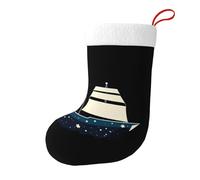 Yyhhaofa Chaussettes décoratives de Noël avec impression « Ship in The Sea of Stars » pour remplir de petits cadeaux tels que des bonbons et des petits jouets