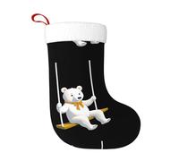 YYHHAOFA Chaussettes décoratives de Noël avec ours blanc sur la balançoire, douces, moelleuses et durables pour Halloween, les réunions de vacances, etc