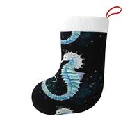 Yyhhaofa Chaussettes décoratives de Noël blanches avec imprimé hippocampe pour remplir de petits cadeaux tels que des bonbons et des petits jouets