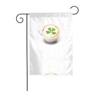 YYHHAOFA Clover Latte Art - Mât de drapeau de jardin imprimé café - Décoration extérieure - Double face - 30,5 x 45,7 cm