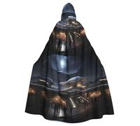 YYHHAOFA Cool Future City Pattern Halloween Adulte Cape à capuche Hommes et femmes Vêtements Manteau Jeu de rôle