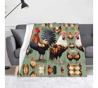 YYHHAOFA Couverture douce 152,4 x 127 cm Convient pour canapé, lit, chambre, voyage, camping, motif coq et poule