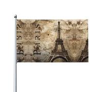 YYHHAOFA Couvre-lit d'extérieur imprimé Tour Eiffel de Paris 0,9 x 1,5 m - Drapeau en polyester vif avec œillets métalliques pour pelouse, terrasse et décoration de fête
