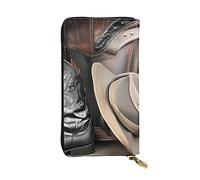 YYHHAOFA Cowboy Black Hat Western Boots Stamp Portefeuille en cuir long : confortable, léger, imperméable, durable 19 x 10,5 cm, noir, taille unique, Noir , Taille unique