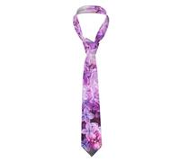 YYHHAOFA Cravate d'affaires pour homme adaptée pour les réunions d'affaires quotidiennes et une utilisation professionnelle. Encadrement de fleurs lilas en fleur, noir, taille unique
