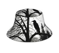 YYHHAOFA Crow On Branch Prints Chapeau bob réfléchissant pour homme et femme - Design double face, léger noir