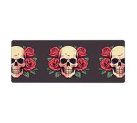 YYHHAOFA Day Of The Dead Sugar Roses Skull Print Tapis de souris extra large pour bureau d'ordinateur Clavier de jeu antidérapant Version épaisse 30,5 x 80 cm