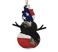 YYHHAOFA Décoration de Noël en bois en forme de bonhomme de neige - 1 pièce - Drapeau américain - Aigle mouche - Image à accrocher aux arbres de Noël