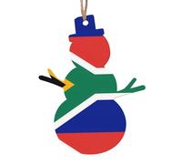 YYHHAOFA Décoration de Noël en bois en forme de bonhomme de neige Drapeau de l'Afrique du Sud à accrocher sur les arbres de Noël