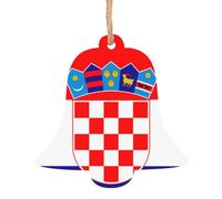 YYHHAOFA Décoration de Noël en bois en forme de cloche - Drapeau de la République de Croatie - À accrocher aux arbres de Noël