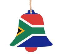 YYHHAOFA Décoration de Noël en bois en forme de cloche Drapeau de l'Afrique du Sud à accrocher sur les arbres de Noël