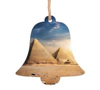 YYHHAOFA Décoration de Noël en bois en forme de cloche, tableau de l'Égypte ancienne à accrocher sur les arbres de Noël