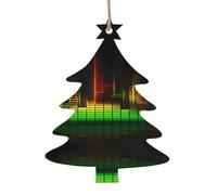 YYHHAOFA Décoration de Noël en bois en forme de sapin de Noël 1 pièce Cool Music Wave Image à suspendre