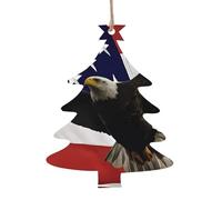 YYHHAOFA Décoration de Noël en bois en forme de sapin de Noël, 1 pièce Drapeau américain Fly Eagle Image à suspendre