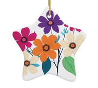 YYHHAOFA Décoration en céramique à suspendre pour sapin de Noël Motif monde coloré avec cordon en métal perforé et plaqué or