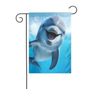 YYHHAOFA Drapeau de jardin amusant avec motif dauphin qui vous regarde, 30,5 x 45,7 cm pour jardin, terrasse, balcon