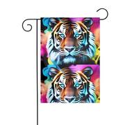 YYHHAOFA Drapeau de jardin coloré avec tête de tigre fumée, décoration de cour, 30,5 x 45,7 cm pour jardin, terrasse, balcon