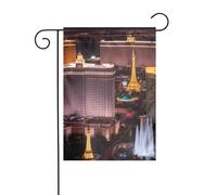 YYHHAOFA Drapeau de jardin Las Vegas - Motif ville nocturne - Décoration de cour - 30,5 x 45,7 cm - Pour jardin, terrasse, balcon