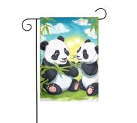 YYHHAOFA Drapeau de jardin motif deux pandas heureux 30,5 x 45,7 cm pour jardin, terrasse, balcon