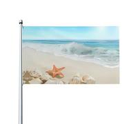 YYHHAOFA Drapeaux décoratifs d'extérieur en polyester de haute qualité avec motifs coquillages et étoiles de mer - 0,9 x 1,5 m - Couleurs vives - Séchage rapide et installation facile pour terrasse