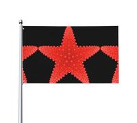 YYHHAOFA Drapeaux décoratifs d'extérieur en polyester de qualité supérieure - Couleurs vives - Séchage rapide et installation facile - Pour terrasse, cour, fête - Motif étoiles de mer rouges - 0,9 x