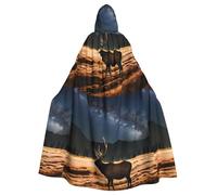YYHHAOFA Elk In The Meadow Pattern Halloween Cape à capuche pour homme et femme Vêtements Manteau Jeu de rôle