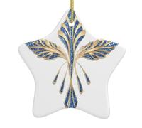 YYHHAOFA en céramique à suspendre pour sapin de Noël avec ailes bleues pailletées facile à accrocher sur les arbres, les portes et les fenêtres