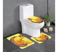 YYHHAOFA Ensemble de 3 tapis de sol antidérapants pour salle de bain Motif poulet doré