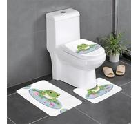 YYHHAOFA Ensemble de 3 tapis de sol de salle de bain motif grenouille sur un tapis rond, tapis de douche, antidérapant, séchage rapide