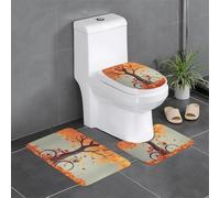 YYHHAOFA Ensemble de tapis de salle de bain antidérapants motif feuille d'érable d'automne - 3 pièces contour, ovale et rectangulaire pour toilettes, coiffeuse et toilettes