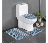 YYHHAOFA Ensemble de tapis de sol 3 pièces bleu polynésien maori motif tribal absorbant l'eau et antidérapant pour salle de bain, toilettes et cuisines