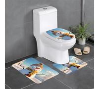 YYHHAOFA Ensemble de tapis de sol 3 pièces motif bonhomme de neige hiver dessin animé absorbant l'eau et antidérapant pour salle de bain, toilettes et cuisines