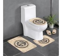 YYHHAOFA Ensemble de tapis de sol 3 pièces motif boussole mer absorbant l'eau et antidérapant pour salle de bain, toilettes et cuisines