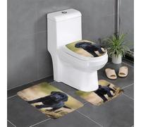 YYHHAOFA Ensemble de tapis de sol 3 pièces motif chiot labrador noir absorbant l'eau et antidérapant pour salle de bain, toilettes et cuisines