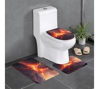 YYHHAOFA Ensemble de tapis de sol 3 pièces Motif éruptions volcaniques absorbant l'eau et antidérapant pour salle de bain, toilettes et cuisines