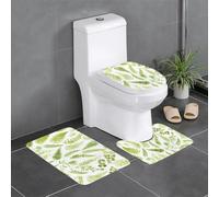 YYHHAOFA Ensemble de tapis de sol 3 pièces motif feuilles de fougère naturelle absorbant l'eau et antidérapant pour salle de bain, toilettes et cuisines