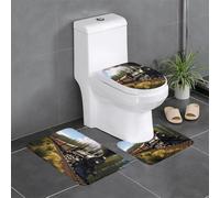 YYHHAOFA Ensemble de tapis de sol 3 pièces Motif train à vapeur absorbant l'eau et antidérapant pour salle de bain, toilettes et cuisines