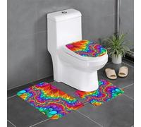 YYHHAOFA Ensemble de tapis de sol 3 pièces Rainbow Tie Dye-Red - Absorbant l'eau et antidérapant pour salle de bain, toilettes et cuisines