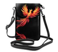 YYHHAOFA Fire Phoenix Flying In The Starry Sky Pattern Small Leather Women Crossbody Flip Phone Bag, Waterproof and Durable