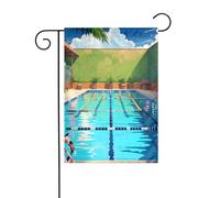 YYHHAOFA Flamant rose et piscine imprimé mât de drapeau extérieur cour décoration double face 30,5 x 45,7 cm
